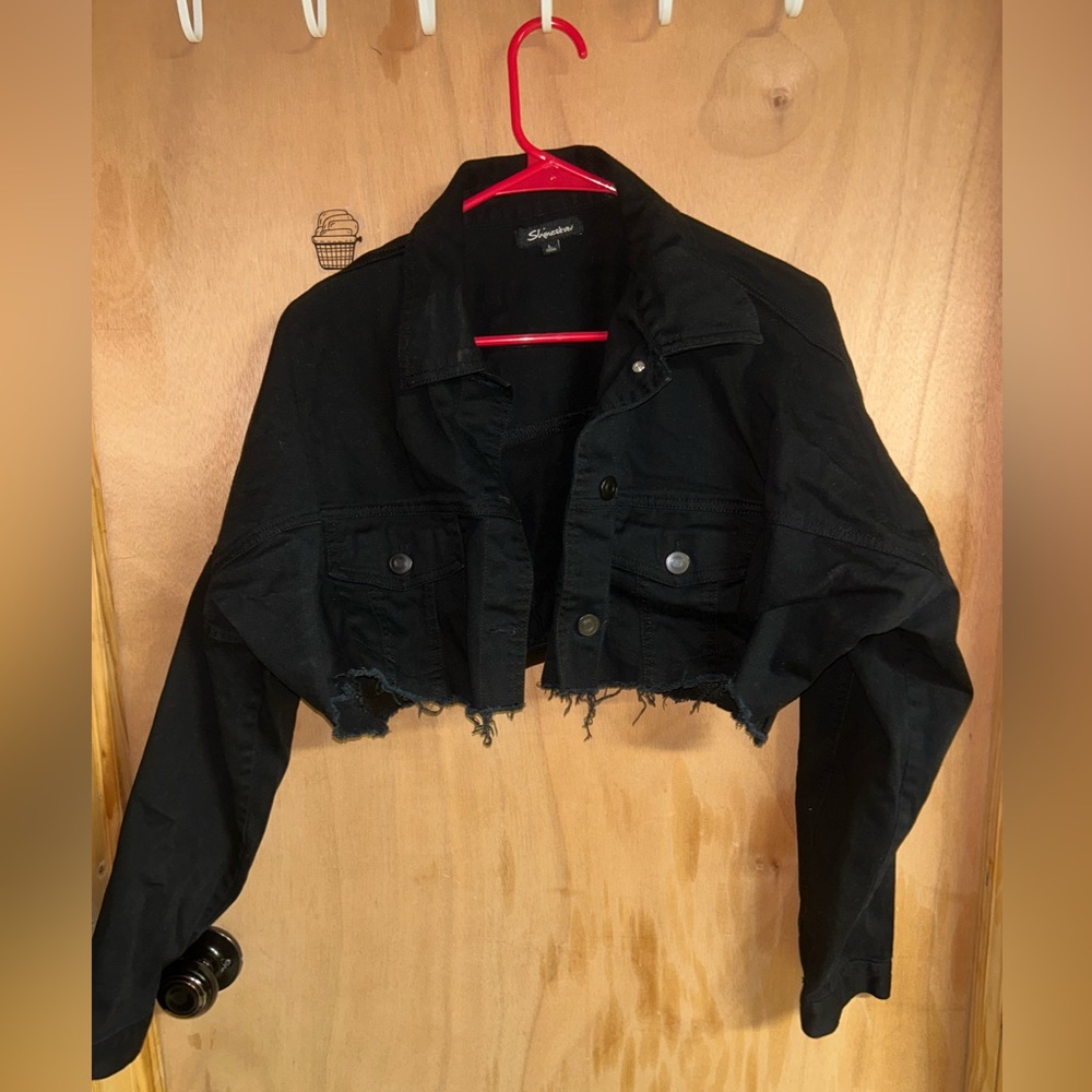 Black fashion nova denim cropped jacket